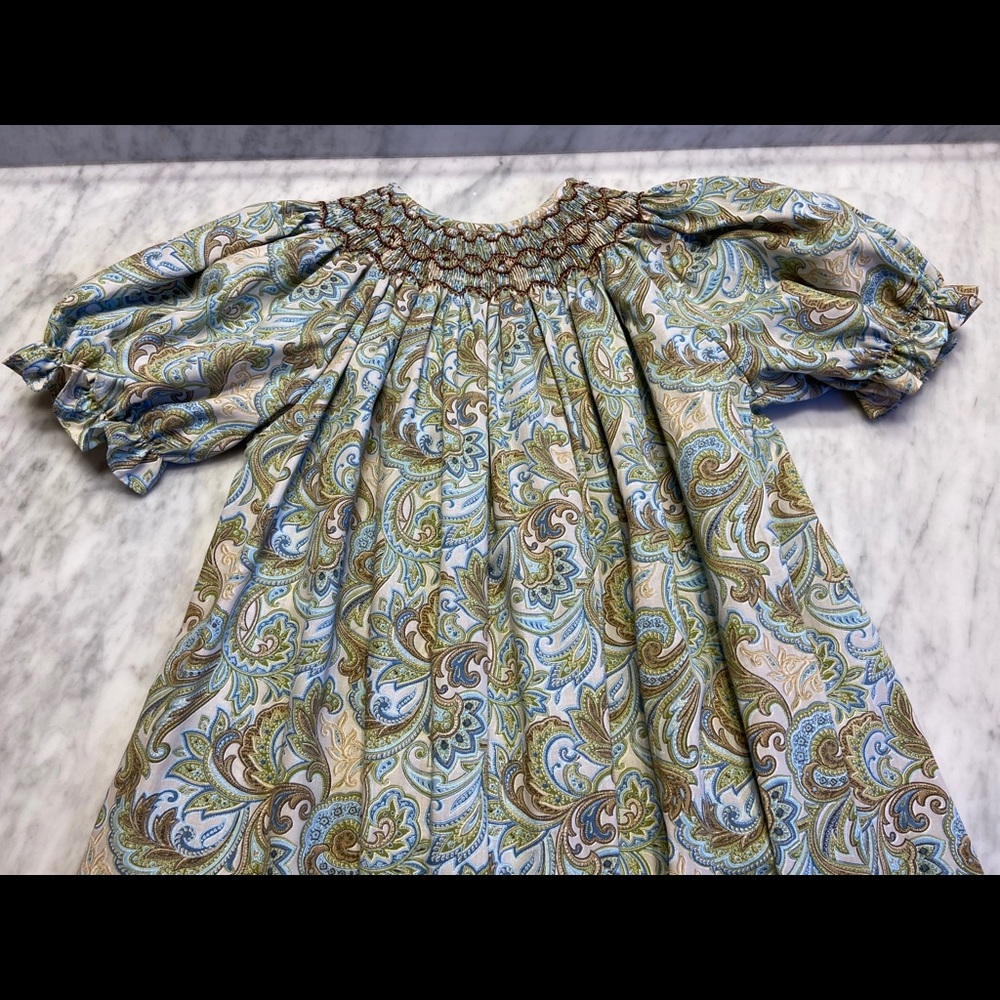 Girls Sz 8 Lolly Wolly Doodle Smocked Bishop Dress